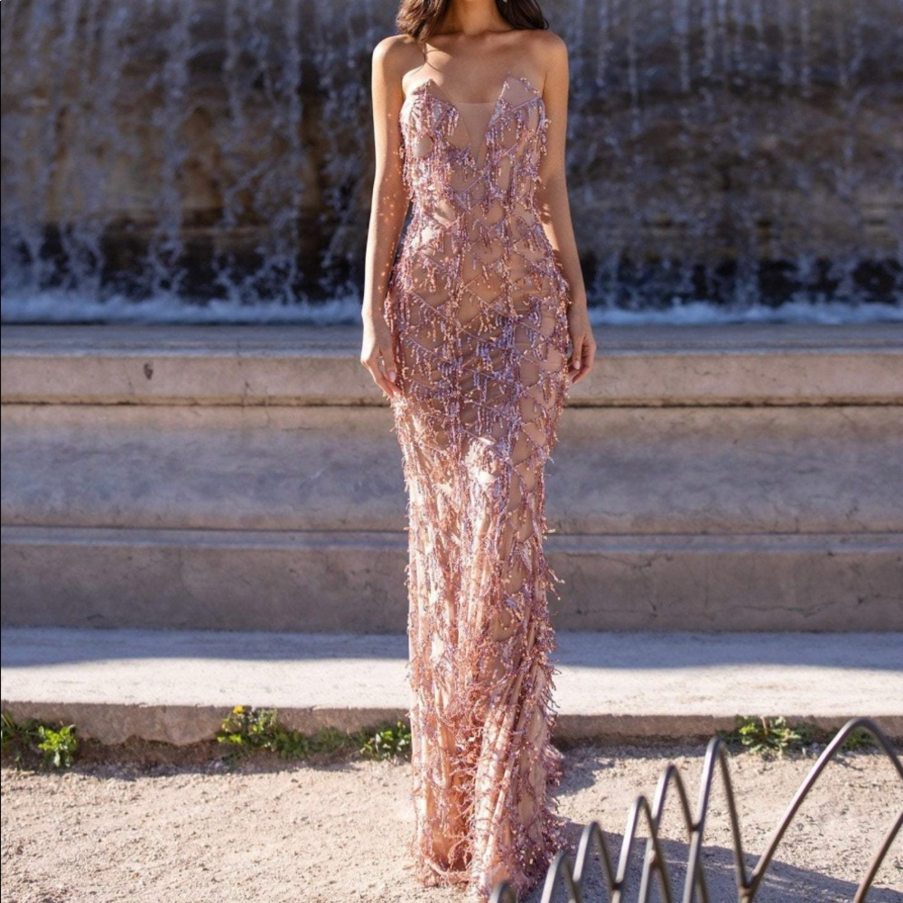Alamour the Label VIVIANA - ROSE GOLD GOWN Size XS
